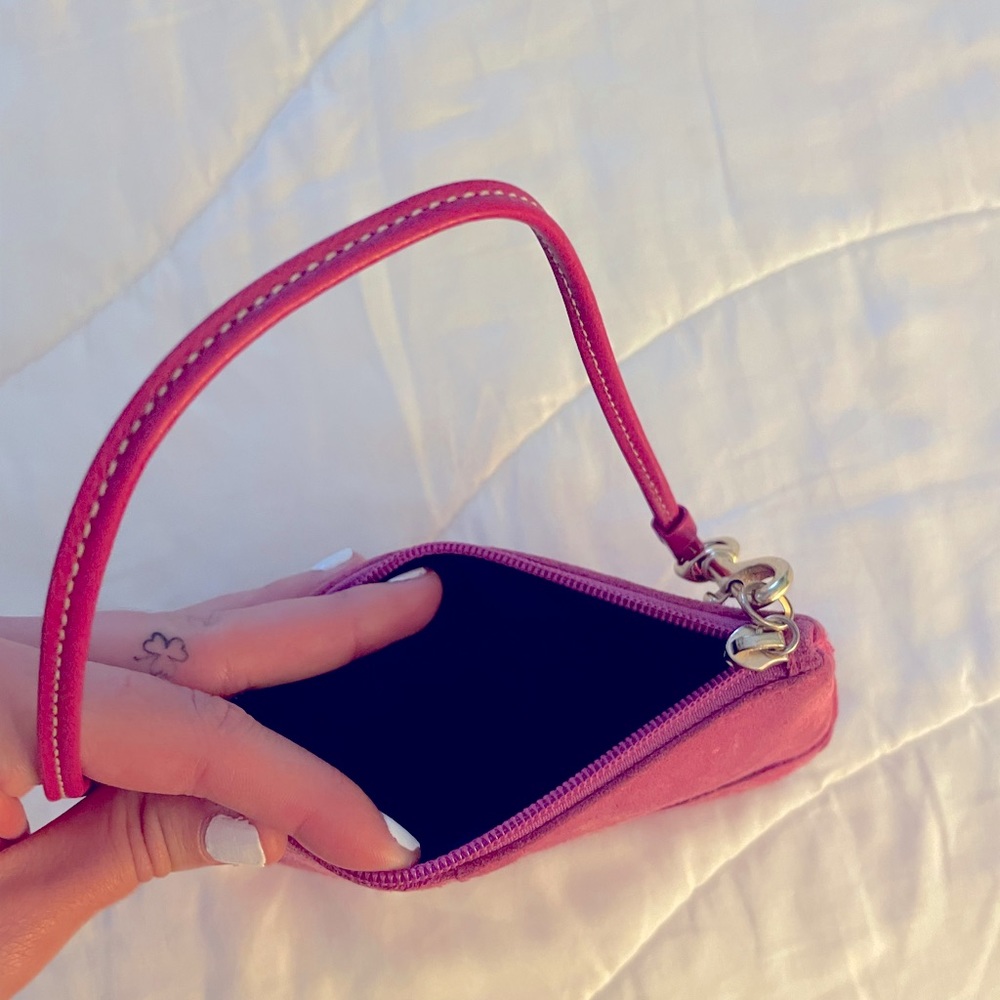 Coach Pink Suede Wristlet - Picture 4 of 5
